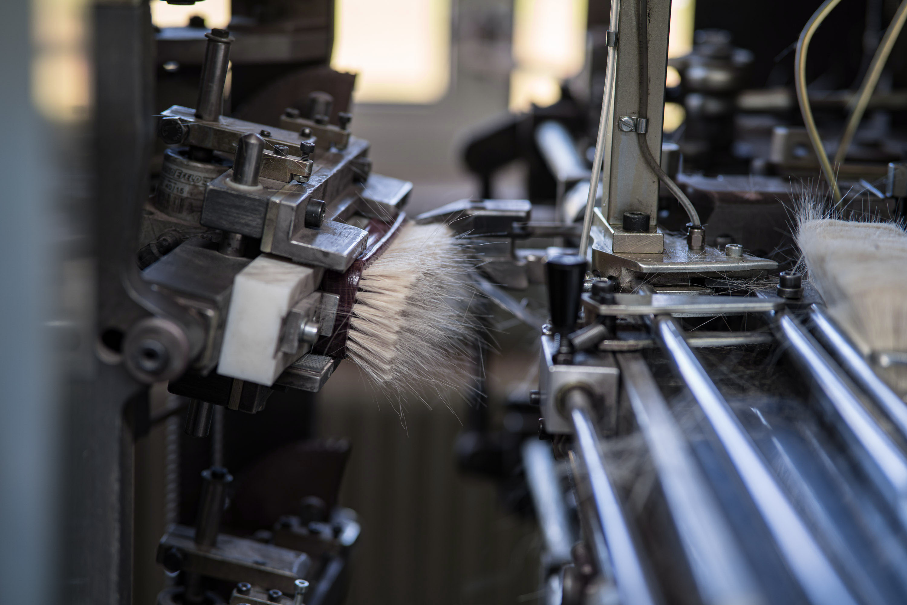 Goat hair brush in the machine